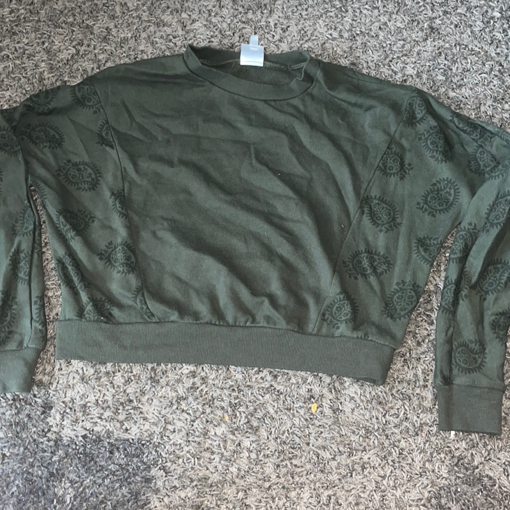 belle du jour, xs, dark green with pattern on sleeves